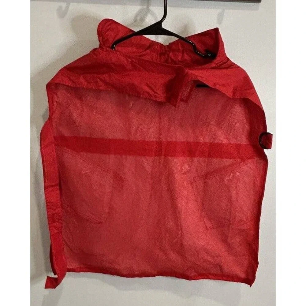 Old Navy Brand Dog Pet Rain Jacket Coat Red Zipper Hood Pouch New Size M